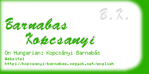 barnabas kopcsanyi business card